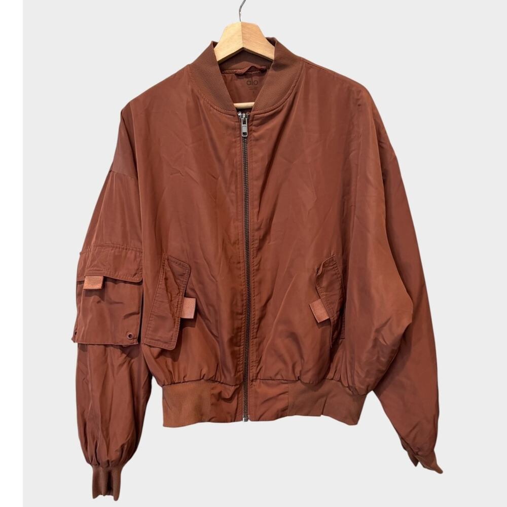 NEW ALO YOGA It Girl Bomber Jacket In Chestnut Size Small - Picture 7 of 15